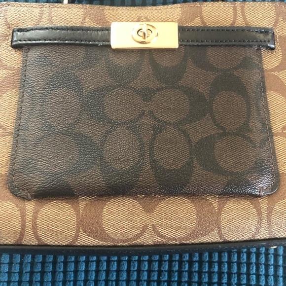 Coach Mini Lane Top Handle In Blocked Signature Canvas Pockets Leather D… - Picture 8 of 8